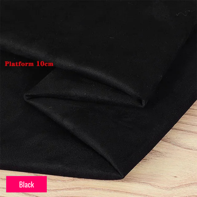Blackstretch fabric for platform protector, suitable for 10cm platform pole dance shoes, shown folded on wooden surface