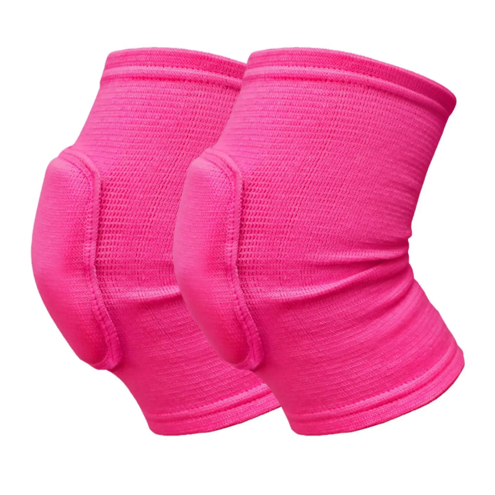 Hot Pink closed knee pads with padded knee protection shown on plain white background, elastic fabric