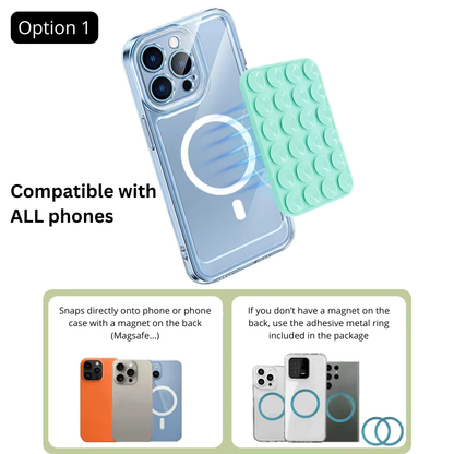 Support Téléphone Ventouse — Fixation Magnétique