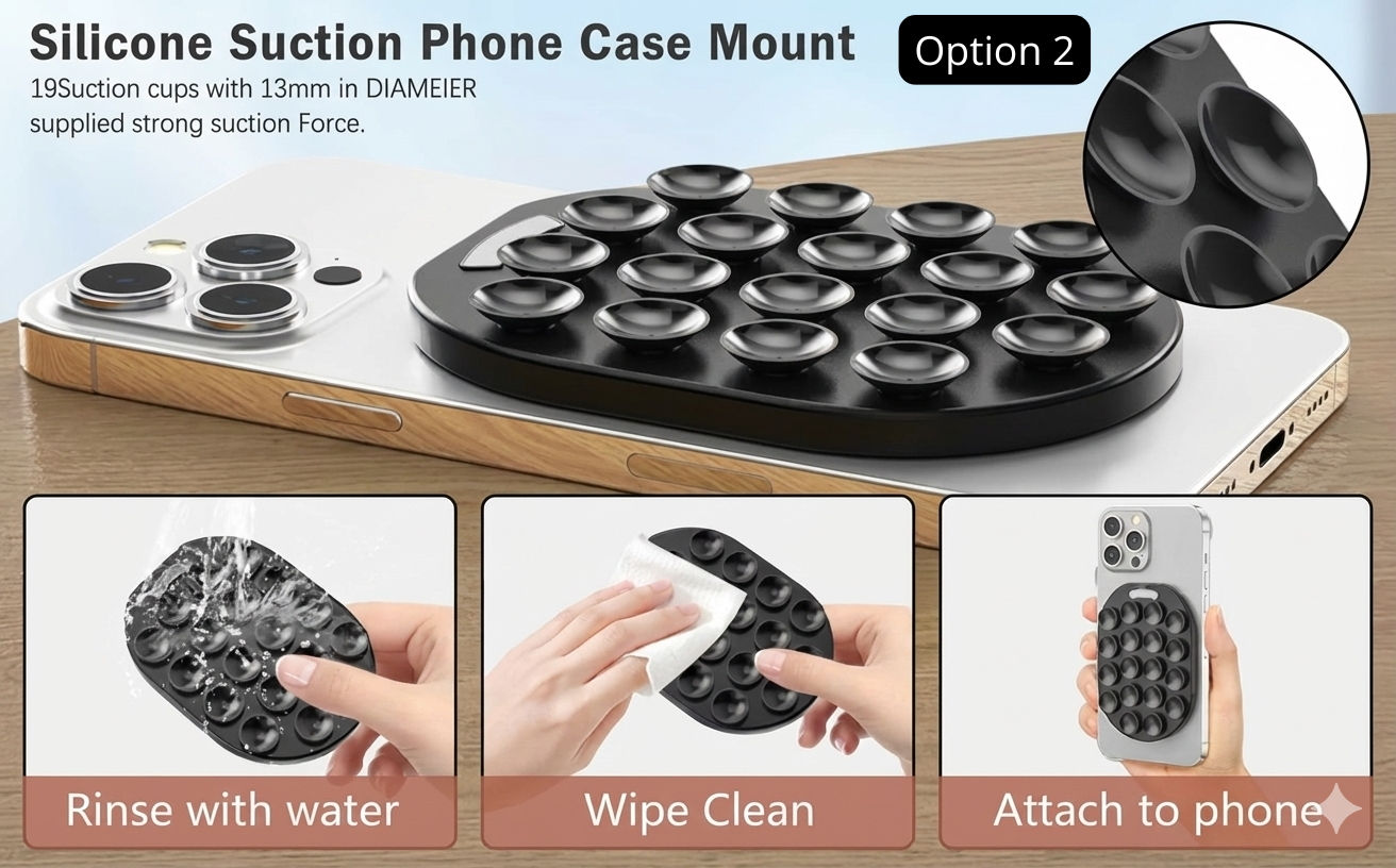Support Téléphone Ventouse — Fixation Magnétique