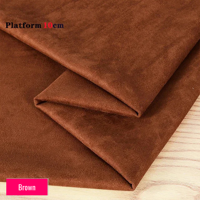 Brown stretch fabric for platform protector, suitable for 10cm platform pole dance shoes, shown folded on wooden surface