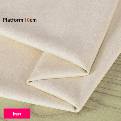 Ivory stretch fabric for platform protector, suitable for 10cm platform pole dance shoes, shown folded on wooden surface