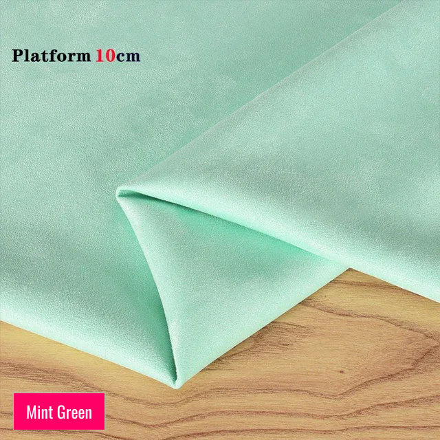 Mint Green stretch fabric for platform protector, suitable for 10cm platform pole dance shoes, shown folded on wooden surface